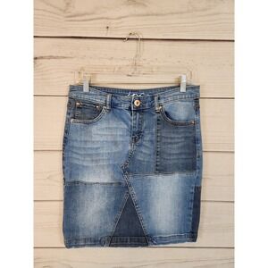 INC International Concepts Women's Blue Solid‎ Denim Stretch Pencil Skirt Size 6